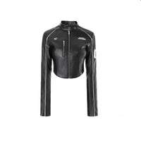 WOVENAURA RETRO AMERICAN LEATHER CROP JACKET